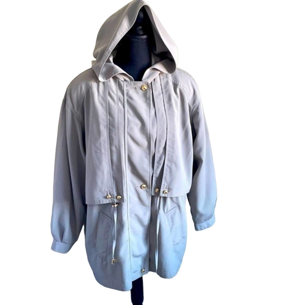 Giorgio Morandi sage color hooded coat w gold accents large